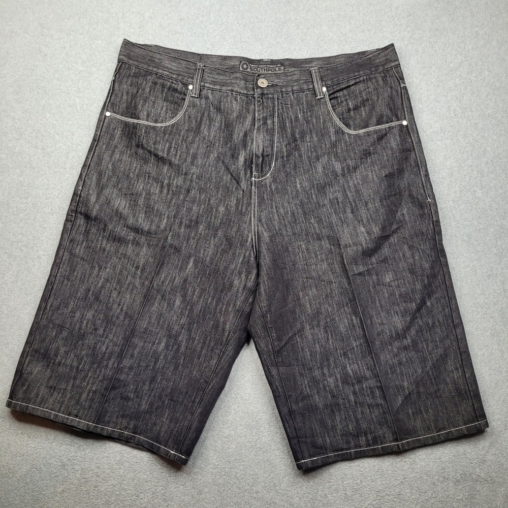 Southpole Denim Shorts Mens 46 Black‎ Baggy Y2K Hip Hop Contrast Stitch 4187
